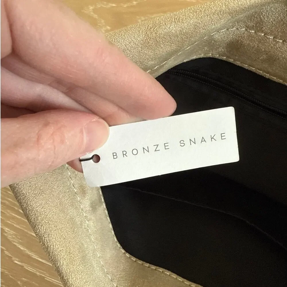 Bronze Snake Clutch Bag Suede Becca One Size Beige